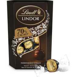 Lindt - Cornet LINDOR - Chocolat Noir 70% Cacao - Cœur Fondant, 200g