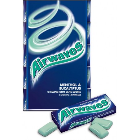 Airwaves - Menthol & Eucalyptus Chewing-Gums sans sucre Lot de 5 - 70g